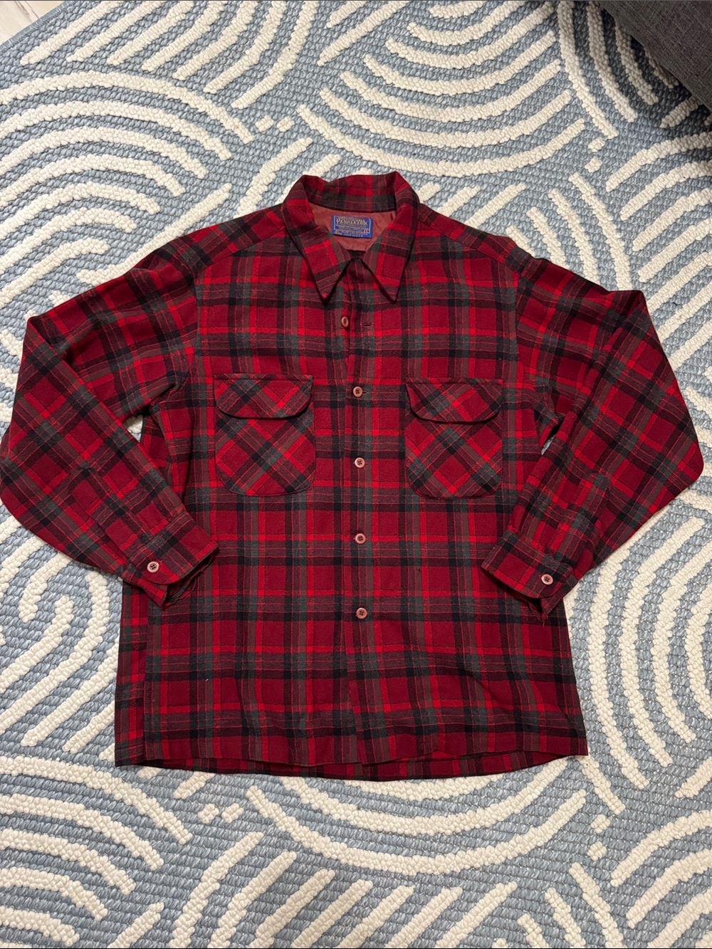 1970s Vintage Pendleton Pure Virgin Wool Plaid Shirt USA Large